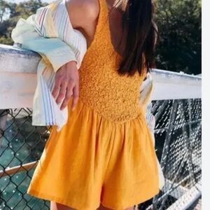 Free People Juliette Romper Shorts Sleeveless Cotton S
